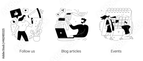 Corporate website links abstract concept vector illustrations.