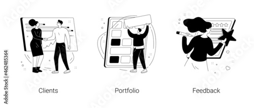 Business landing page abstract concept vector illustrations.
