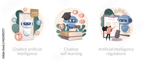 Machine learning abstract concept vector illustrations.