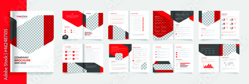 Red Corporate brochure design template, modern with creative shapes premium vector