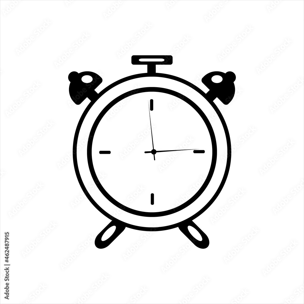 Simple alarm clock icon. Clock line icon, timer isolated on white background. alarm clock icon vector illustration. time concept. Minimalistic hour, clock symbol Simple alarm clock icon. Clock line icon, timer isolated on white background. alarm clock icon vector illustration. time concept. Minimalistic hour, clock symbol