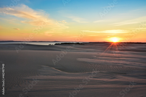 moving dunes in Leba  Poland  beautiful sunset