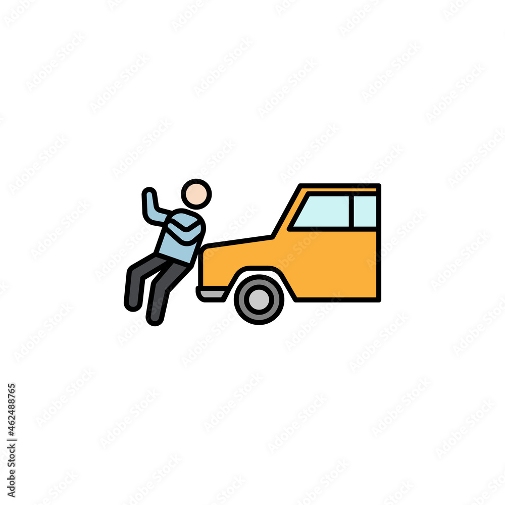car accident line illustration colored icon. Signs and symbols can be used for web, logo, mobile app, UI, UX car accident line illustration colored icon. Signs and symbols can be used for web, logo, mobile app, UI, UX