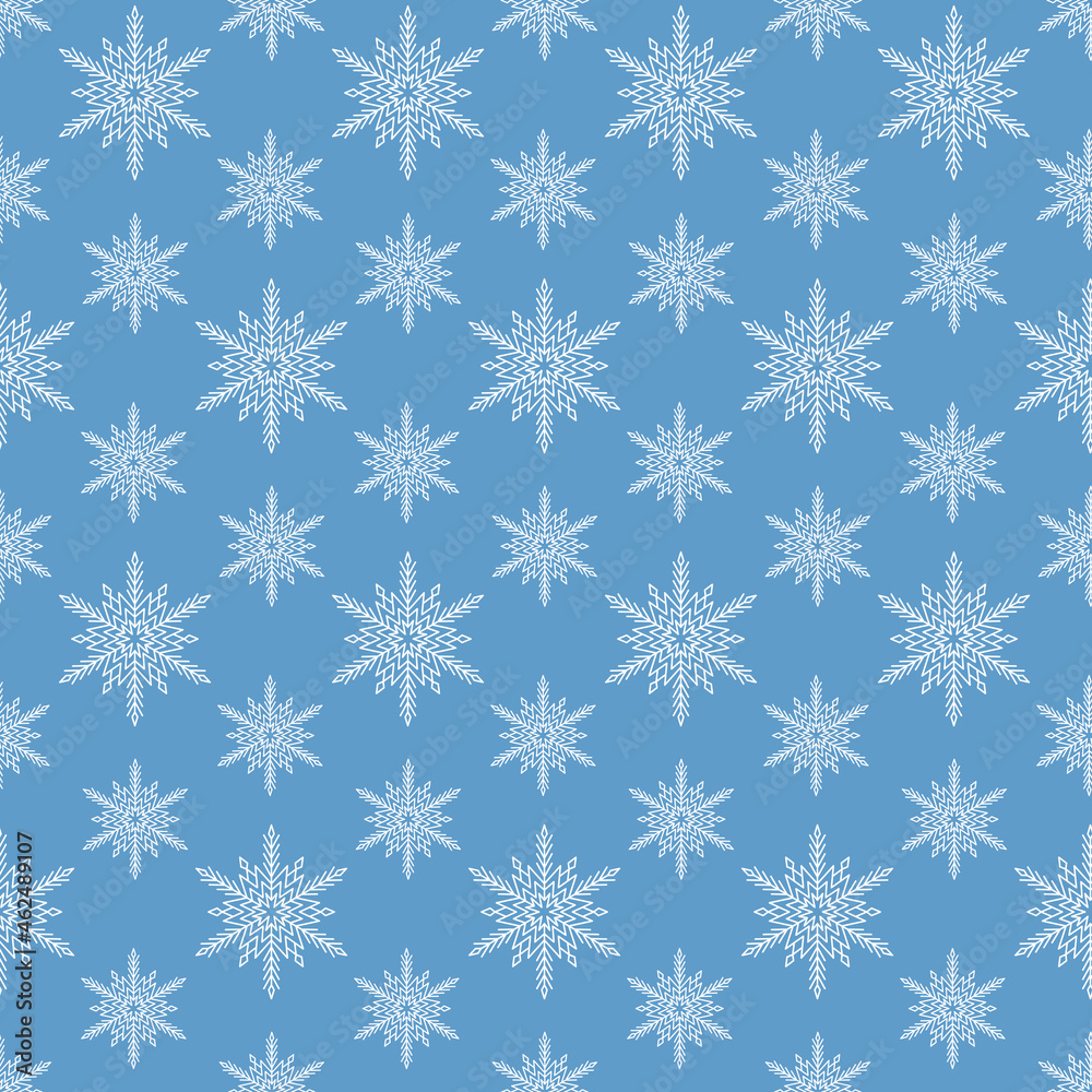 Snowflake seamless pattern christmas, geometric mandala snowflake element blue color