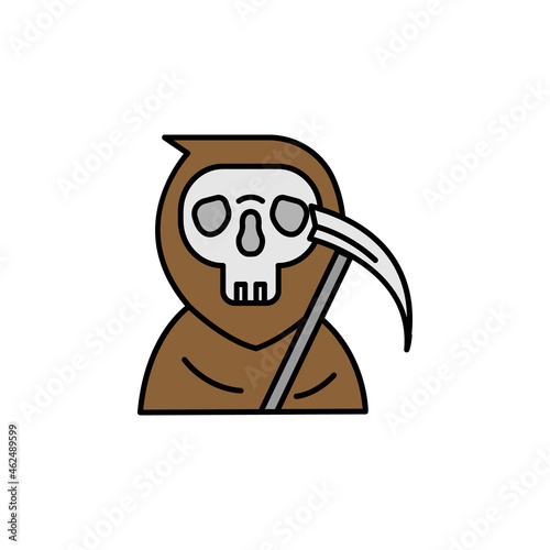 grim reaper line illustration colored icon. Signs and symbols can be used for web, logo, mobile app, UI, UX