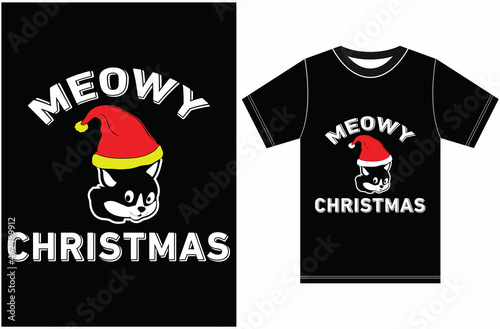 Meowy Christmas T-Shirt. Funny Christmas Shirt. Shirt, Cat Shirt, Women's Christmas T-Shirt. Christmas 
