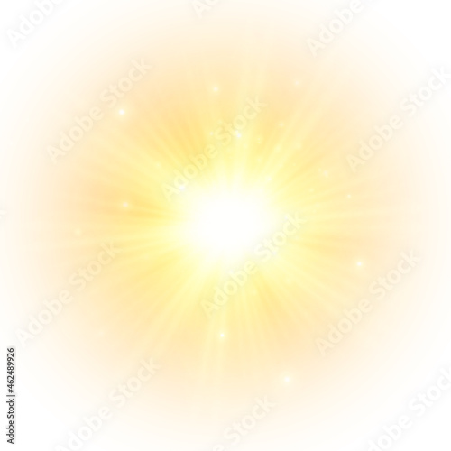 Flash yellow sun, star flashed with sparkles.