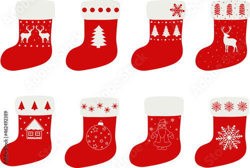 Set Christmas stocking vector illustration