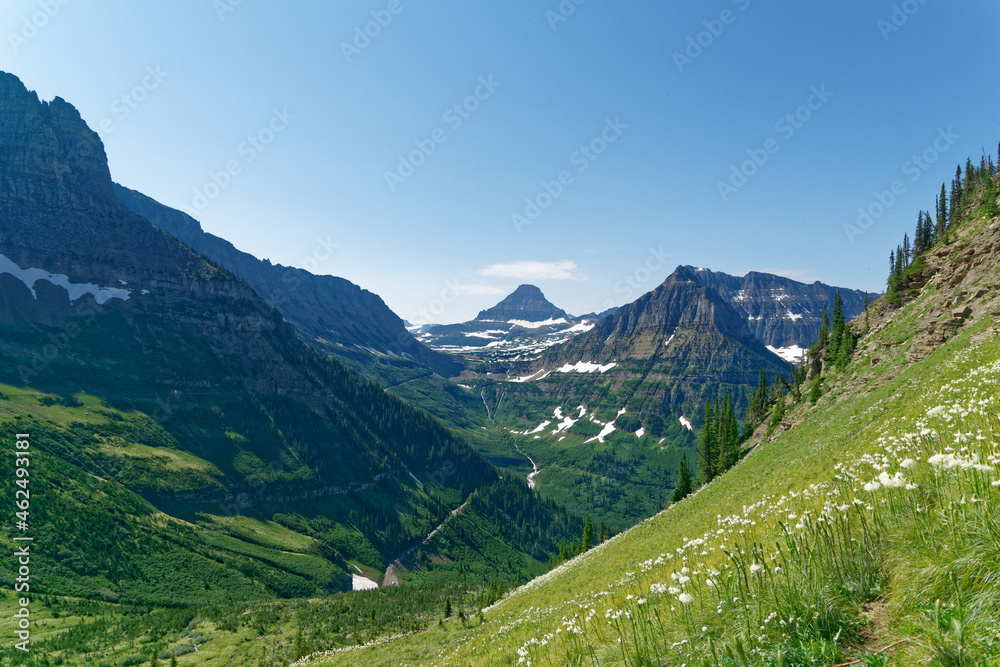 Mountain view from Highline Trail in Glacier National Park, Wyoming, United States of America