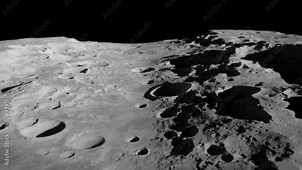 Moon surface, lunar landscape background - obrazy, fototapety, plakaty 