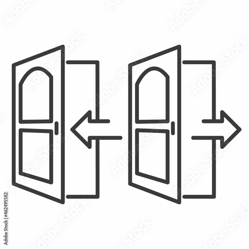 Door with arrow to enter and exit.