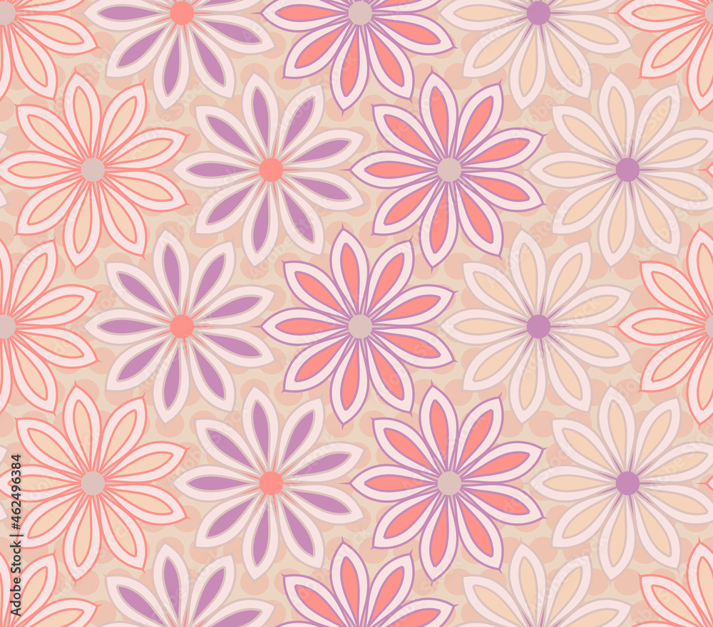 Seamless Pattern with Stylized Camomile Flowers of Pastel Colors. Vector Illustration. Seamless Pattern with Stylized Camomile Flowers of Pastel Colors. Vector Illustration.