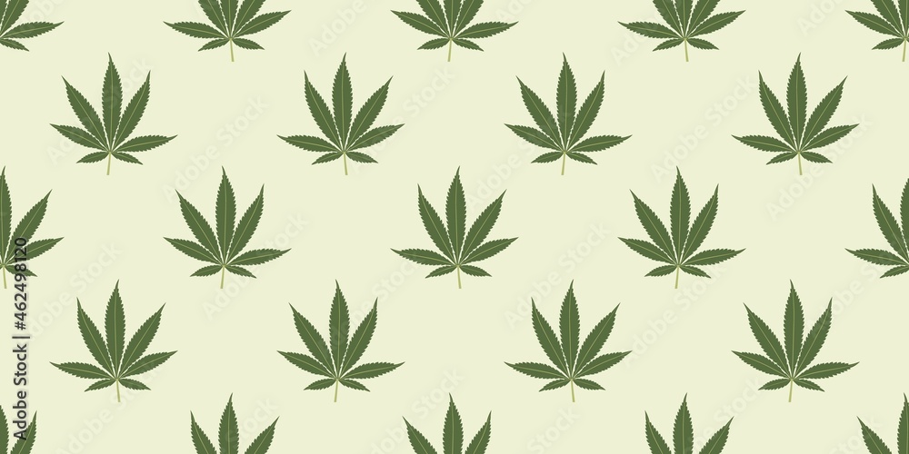 Seamless marijuana background with geometric leaves pattern