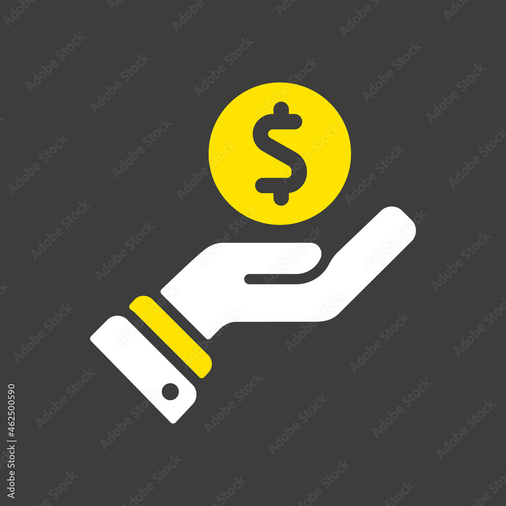 Pictograph of money in hand icon vector Pictograph of money in hand icon vector