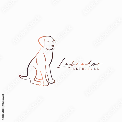 Labrador dog silhouette logo on white background