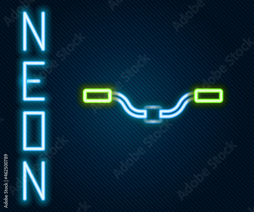 Glowing neon line Bicycle handlebar icon isolated on black background. Colorful outline concept. Vector