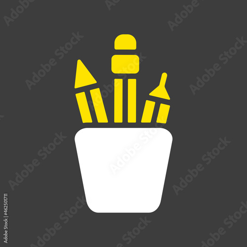 Pencil stand vector icon isolated on the white
