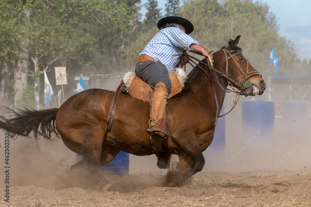 Obraz premium Argentine gaucho in Creole skill games in Patagonia Argentina.