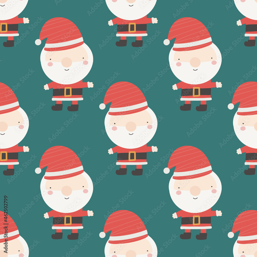 Christmas and New Year symbols Santa Clause. Vector seamless pattern. Digital paper. Desig element