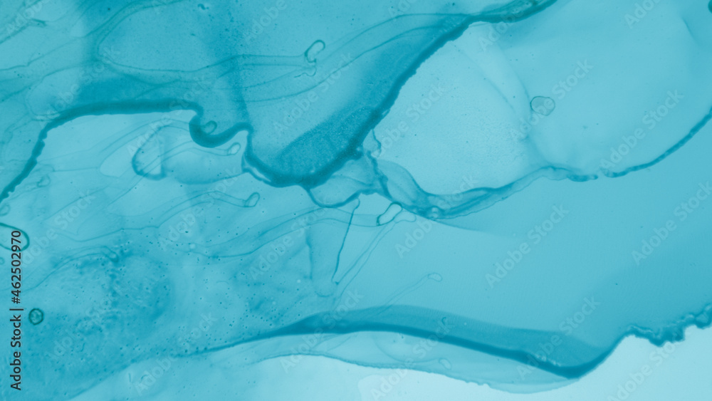 Contemporary Illustration. Pastel Flow Splash. Blue Cloud Gradient Abstraction. Watercolor Color Illustration. Alcohol Ink Marble. Green Pastel Fluid Water. Blue Cloud Creative Abstraction.