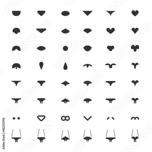 A set of simple noses for cats  dogs or other animals. Mammal body part  an element for your work on cute pets. Isolated vector illustration.