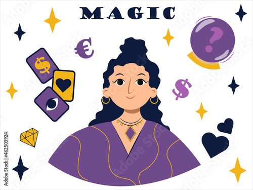 fortune teller future predictions gold magic banner web illustration 