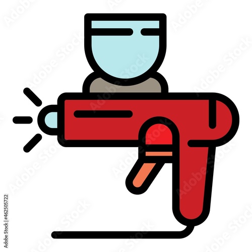 Car paint pistol icon. Outline car paint pistol vector icon color flat isolated