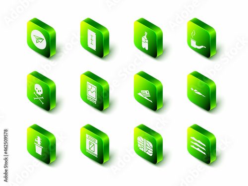 Set Blade razor, Bong for smoking marijuana, Smoking pipe, Marijuana joint, Cocaine heroin drug, and credit card, Package with cocaine and Cigarettes pack box icon. Vector