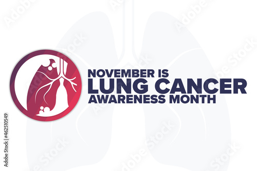 November is Lung Cancer Awareness Month. Holiday concept. Template for background, banner, card, poster with text inscription. Vector EPS10 illustration.