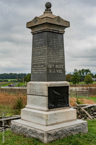 Monument to the 12th Regiment, NewJersey Volunteers, Gettysburg National Military Park, Pennsylvania, USA