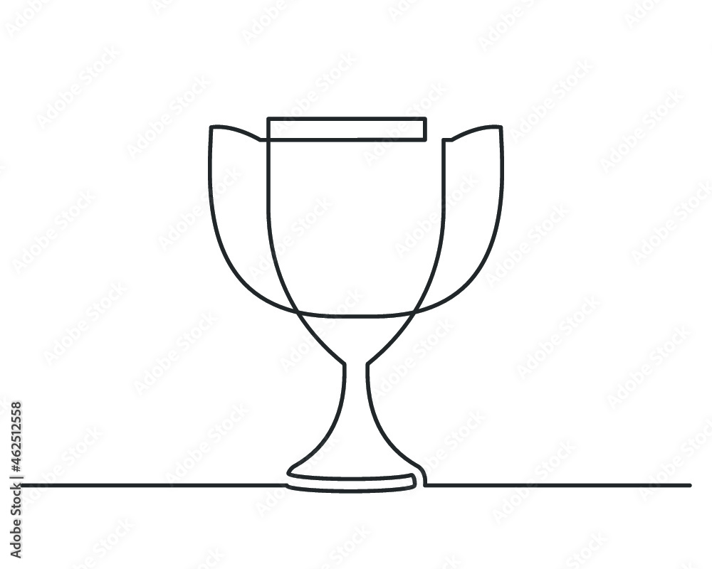 Continuous line drawing of award trophy for the champions. Vector illustration