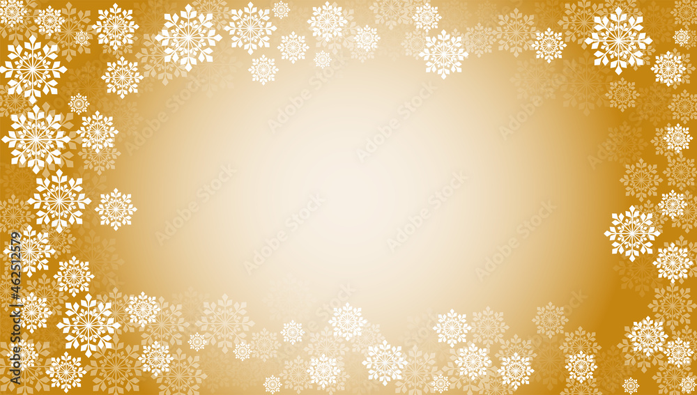 Vector. Snow covered window frame. Snow frame. Frozen window. Ice glass frozen window. Christmas and New Year winter background made of crystals, snowflakes. Gold. Vector. Snow covered window frame. Snow frame. Frozen window. Ice glass frozen window. Christmas and New Year winter background made of crystals, snowflakes. Gold.