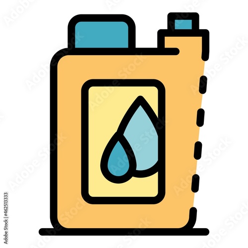 Motor oil canister icon. Outline motor oil canister vector icon color flat isolated