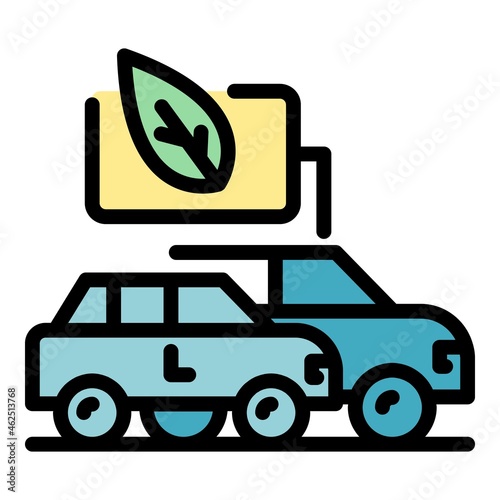 Modern hybrid cars icon. Outline modern hybrid cars vector icon color flat isolated
