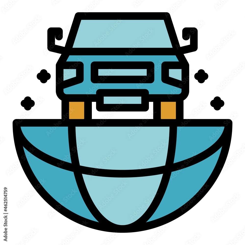 Global hybrid car icon. Outline global hybrid car vector icon color flat isolated
