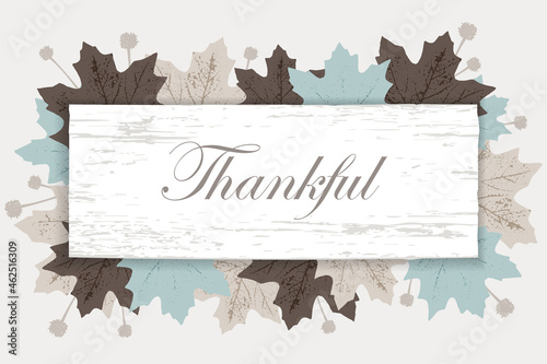 A white textured sign on a pile of vector grunge leaves
