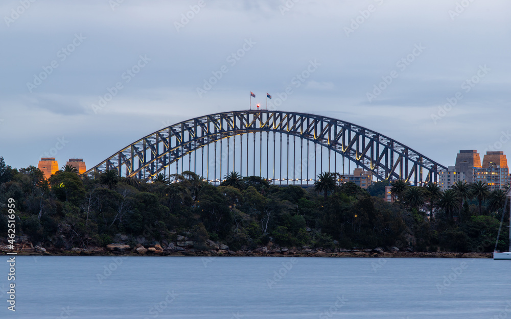 Sydney Harbour Bridge view behind the bush. Sydney Harbour Bridge view behind the bush.