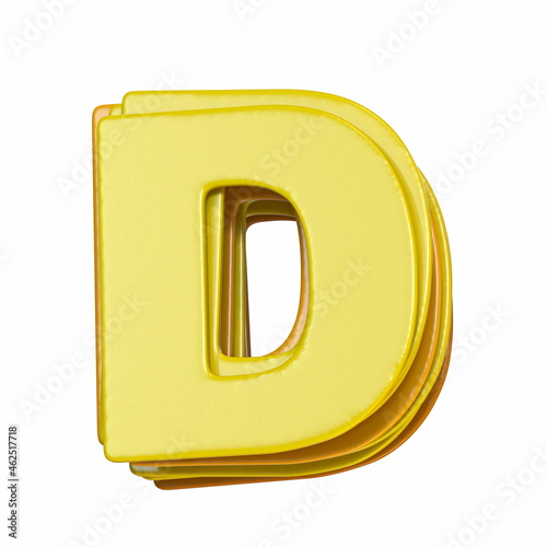 Yellow font Letter D 3D