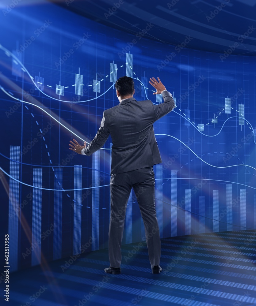 Man in stock exchange trading concept Man in stock exchange trading concept