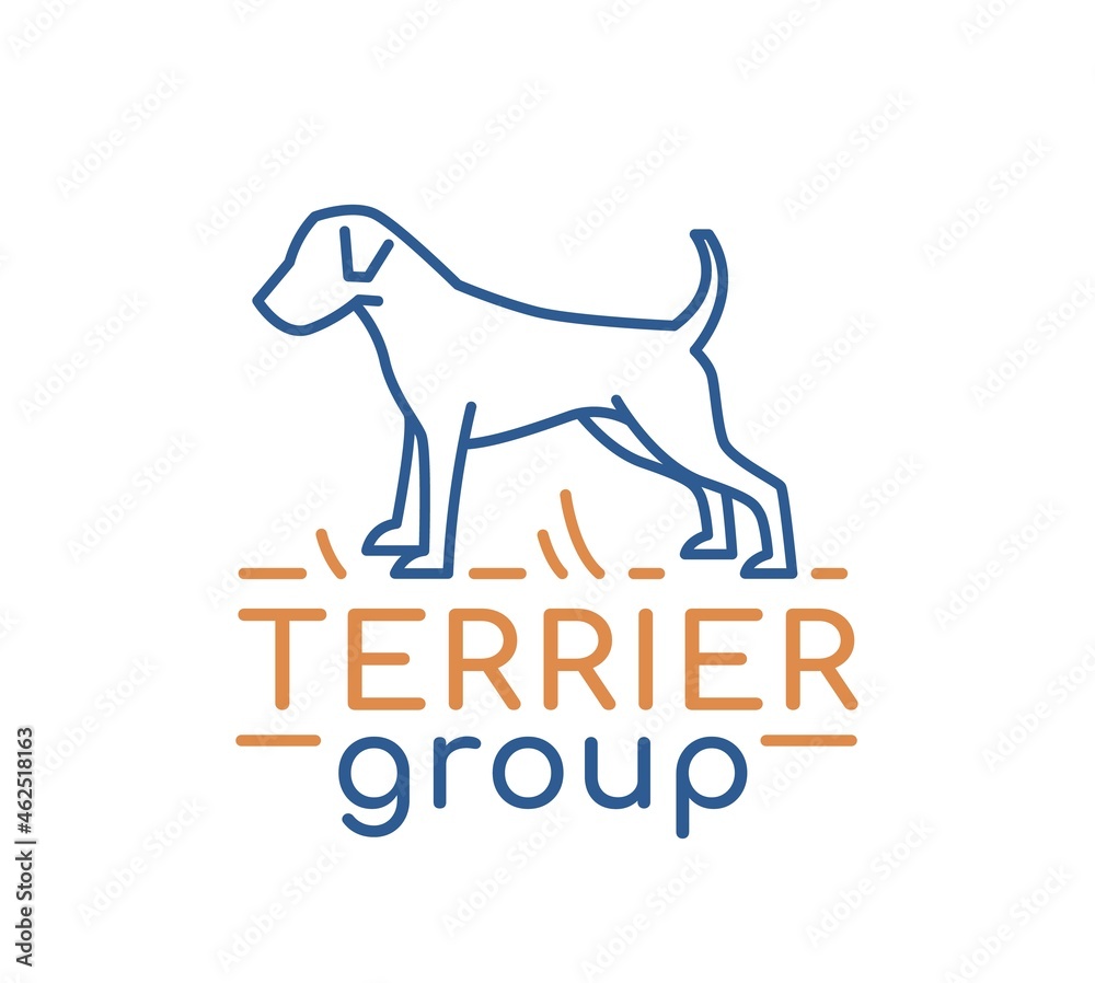 Terrier group logotype in modern outlined style. Editable vector illustration