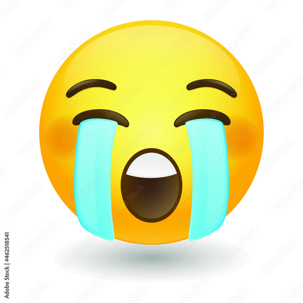 Loudly Crying Face Emoji Icon Illustration Sign Cry Vector Symbol