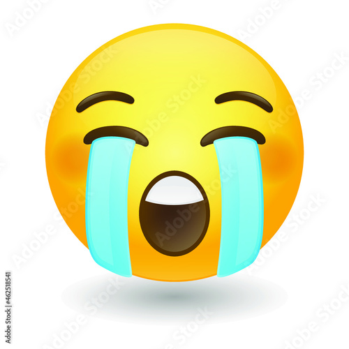 Loudly Crying Face Emoji Icon Illustration Sign. Cry Vector Symbol Emoticon Design Vector Clip Art.