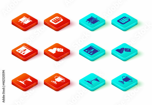 Set Flag, Award cup, Online education, Head with question mark, To do list or planning and Target dollar icon. Vector