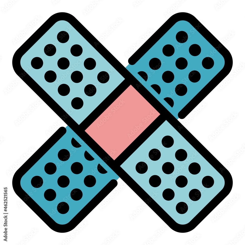 Cross plaster icon. Outline cross plaster vector icon color flat isolated