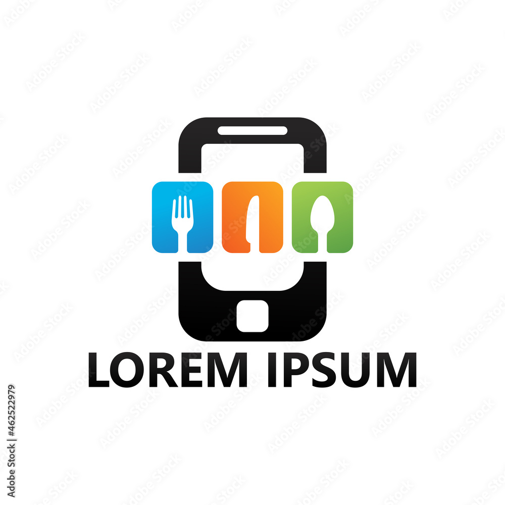 Food phone, mobile app logo template design