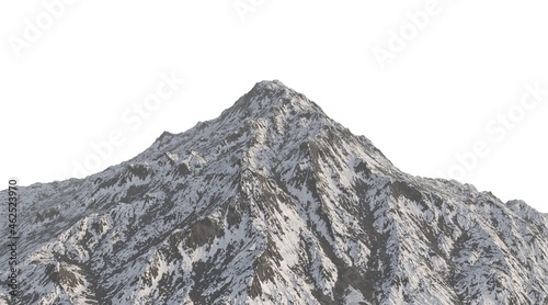 Snowy mountains Isolated on white background 3d illustration © elenaed