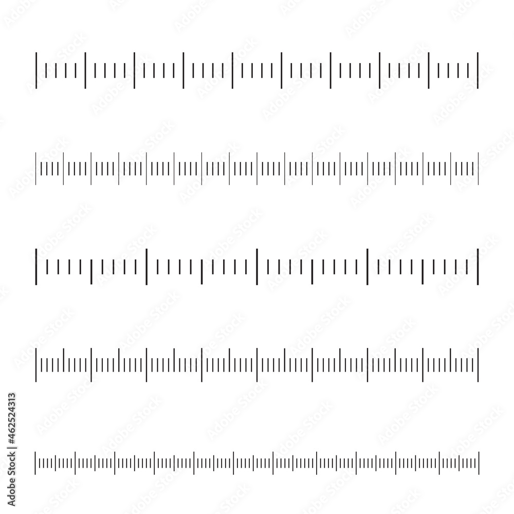 Ruler scale set isolated on white background. Different concept of ...
