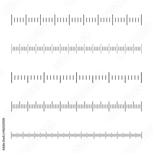 Ruler scale set isolated on white background. Different concept of ruler scale for web site, app and graph. Ruler scale vector illustration