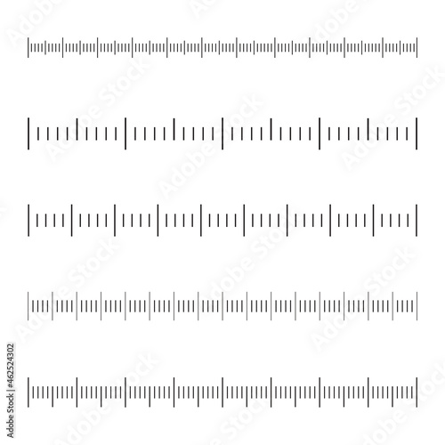 Ruler scale set isolated on white background. Different concept of ruler scale for web site, app and graph. Ruler scale vector illustration
