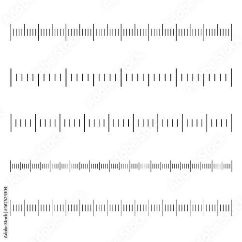 Ruler scale set isolated on white background. Different concept of ruler scale for web site, app and graph. Ruler scale vector illustration